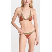 VIX Swimwear Womens Solid Block Tie Side Full Bikini Bottoms - Medium