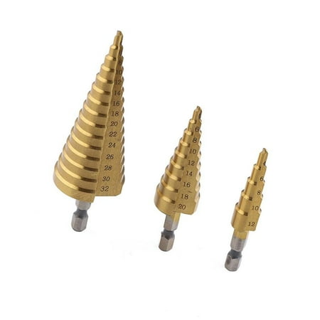 

3 Pieces HSS Spiral Taper Drill Bit Titanium Hole metal Cutter