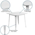 thumbnail image 3 of Flash Furniture 5-Piece Commercial Grade 31.5" Square Metal Dining Table and Chairs Set, White, 3 of 9