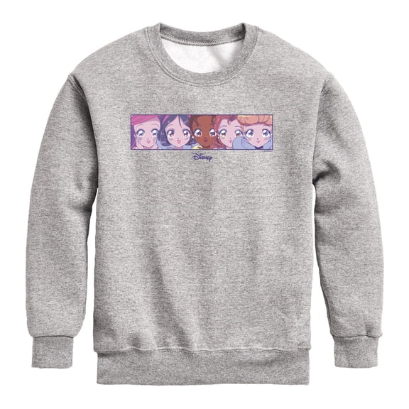 Disney - Princess Manga Faces - Youth Boys Crew Fleece Sweatshirt