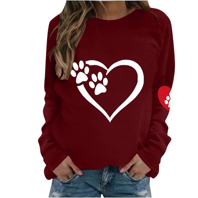 Birdeem Mode Femmes Imprimé Col Rond Chandail Tops Manches Longues Blouse Confortable Chandail en Molleton