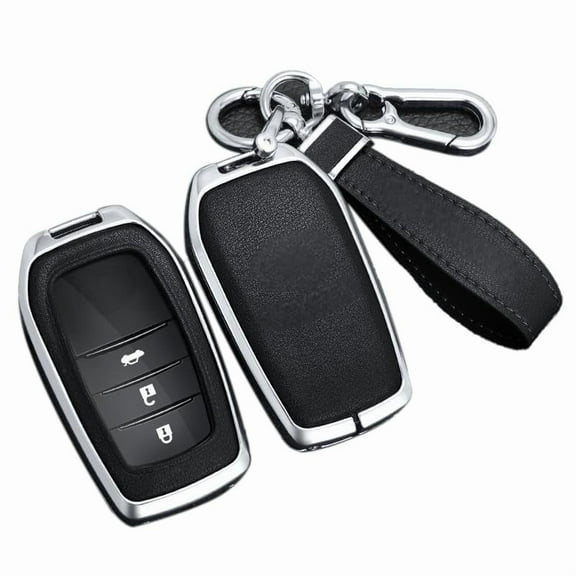 for Toyota Key Fob Cover, Leather Zinc Alloy Key Fob Case for 2025 Camry, 2021-2025 Venza, Grand Highlander Hilux, Fortuner, 2022-2025 Tundra Tacoma Remote Key