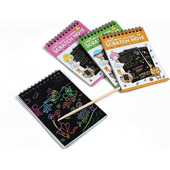Schmidt Scratch Art Books For Kids, Rainbow Magic Scratch Paper Black Scratch It Off Art Crafts Notes Boards Sheet With 2 Wooden Stylus For Best Gifts (G1 5.5 X 4 Inch)
