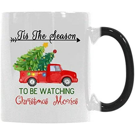 

Gift Coffee Mug Cup Tis the Season To Be Watch Christmas Movies Dirty Santa Holiday Thanksgiving Gift for Best Friend Heat Sensitive Color-Changing Morphing Mug