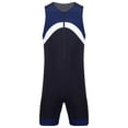 thumbnail image 3 of YONGHS Mens One Piece Swimsuit Zipper Bodysuit Rash Guard Surfing Suit Swimwear Shorty Wetsuit Navy Blue XL, 3 of 7