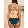 thumbnail image 5 of Sherrylily Women Bikini Set Halter High Waisted Swimsuit 2 Piece Ruffle Tummy Control Peplum Spaghetti Strap Tankini, 5 of 6