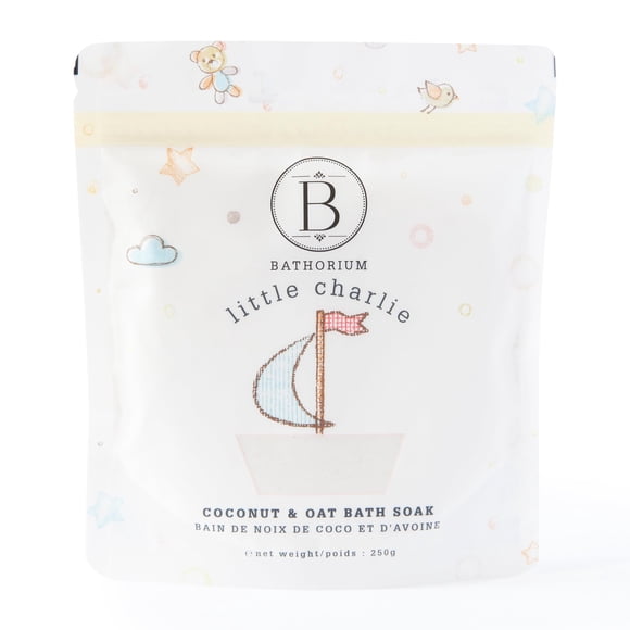 Bathorium Little Charlie Bath Soak - Remojo suave y nutritivo para bebés y piel sensible hecho con manzanilla azul de avena colodial y coco hidrata y calma la piel delicada 9 oz