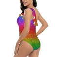 thumbnail image 4 of Haiem Rainbow Glitter Women's One Piece Swimsuits Tummy Control One Shoulder Bathing Suits Ruffle Swimwear-XX-Large, 4 of 8