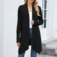 thumbnail image 2 of hoksml Women's Long Solid Color Cardigan Asymmetrical Hem Long Sleeve Knit Cover Up Lightweight Duster Sweater Coat Casual Tops, 2 of 7