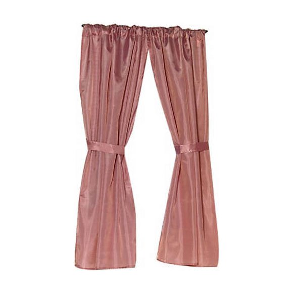 Rideau de Fenêtre en Tissu 100 % Polyester avec Deux Panneaux et Deux Embrasses en Rose, Taille 54 Pouces de Large x 34 Pouces de long