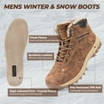 thumbnail image 4 of Fittington Mens Wide Snow Boots Slip-Resistant Winter Boots Warm Shoes for Outdoor Hiking (Brown,13 Wide), 4 of 12