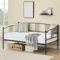 thumbnail image 4 of Twin Metal Daybed with Trundle, Pullout Trundle Bed Frame, Guest Sofa Bed with Steel Slat Support & Arched Headboard, No Box Spring Required, Black, 4 of 7