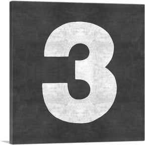 ARTCANVAS Chalkboard Number 3 Three Numeral Canvas Art Print - Size: 26" x 26" (1.50" Deep)