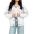 thumbnail image 5 of Edvintorg Denim Jacket for Women Fall Winter Fashion Loose Casual Jean Jackets with Pocket Button Down Women's Clothes White XXL, 5 of 8