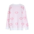 thumbnail image 5 of GUZOM Sweaters White Womens Heart Pattern Crew Neck Long Sleeve Sweater - 100% Polyester Soft Easy Care, Loose Fit S-XL for Spring Autumn Casual Wear,Size S, 5 of 6