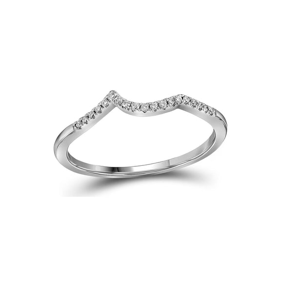 14kt White Gold Womens Round Diamond Wedding Contoured Band 1/20 Cttw