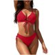 thumbnail image 2 of Trajes de baño Amzcrzy Tankini para mujer, bikini de control de abdomen para mujer, cintura alta, cuello en V, ajuste de cordón, bikinis, traje de baño fruncido, conjunto dividido, rojo, 2XL, 2 of 9