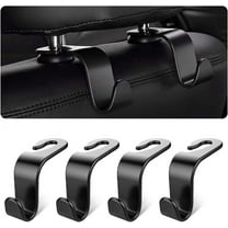 Car Seat Headrest Hook, 4PCS Multifunctional Auto Backseat Hangers, Universal Car Interior Accessories, Vehicle Storage Organizer for Purse, Coat, Umbrella, Grocery, Bag, Handbag (Black)