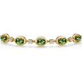 thumbnail image 3 of Gem Stone King 18K Yellow Gold Plated Silver Green Tourmaline and Lab Grown Diamond Bracelet for Women | 3.90 Cttw | Gemstone October Birthstone | Oval 7X5MM | Fully Adjustable 9 inch, 3 of 6
