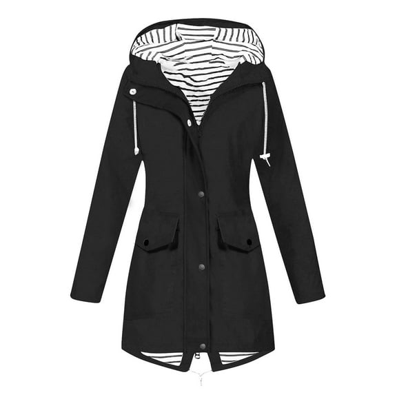 shoper Rain Jacket Women, Rain Coats for Women, Waterproof Outdoor Raincoat with Hood Trench Coats Hiking Outdoor Windbreaker Zip Up Travel Jacket Lightweight