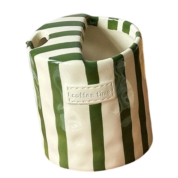 Artistic Retro Striped Ceramic Coffee Cup Handheld Mug with Sip Top Lid For Milk Juices Home Office Use Drinkware Gift