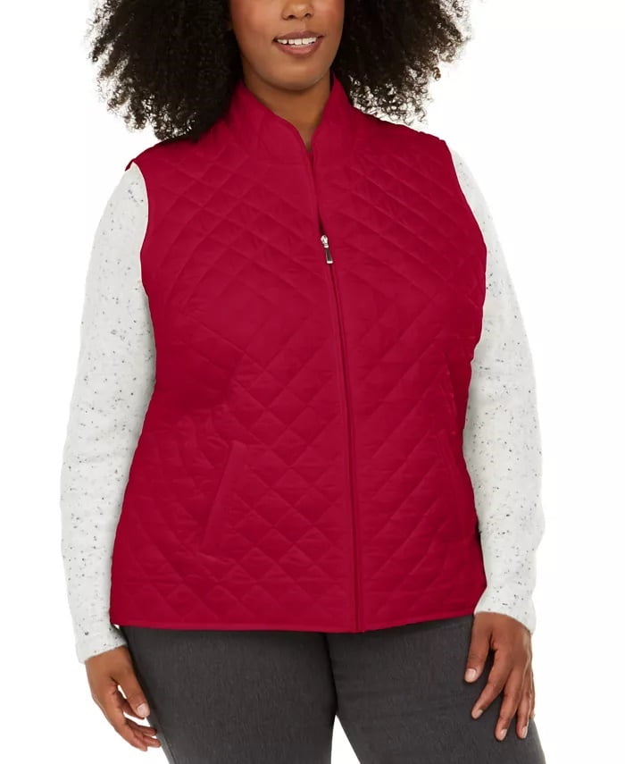 Size Quilted Puffer Vest Bright Red 