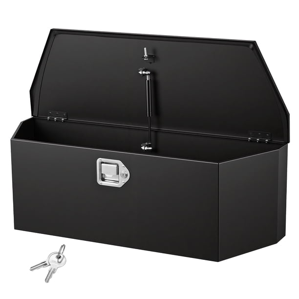 Caja de herramientas para enganche de remolque VEVOR, 91,4 cm x 31,2 cm x 30,5 cm, de acero, organizador de almacenamiento resistente con cerradura y llaves, caja de herramientas utilitaria, negro.