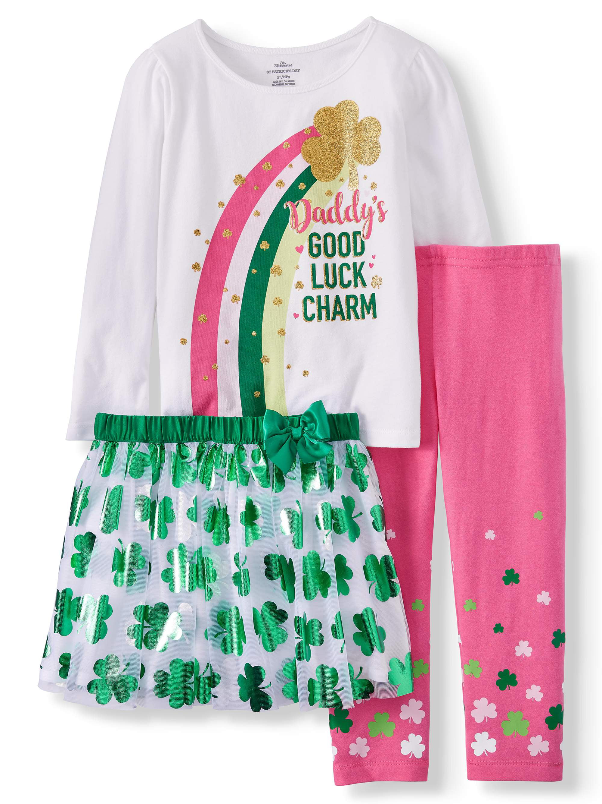 Unique Baby Girls 1st St Patricks Day Dads Lucky Charm Layette Set