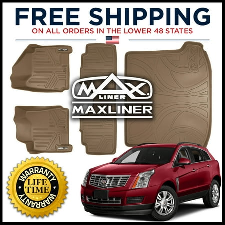 Maxliner All Weather 1st 2nd Cargo Floor Mats Set Tan 2010 2016 Cadillac Srx