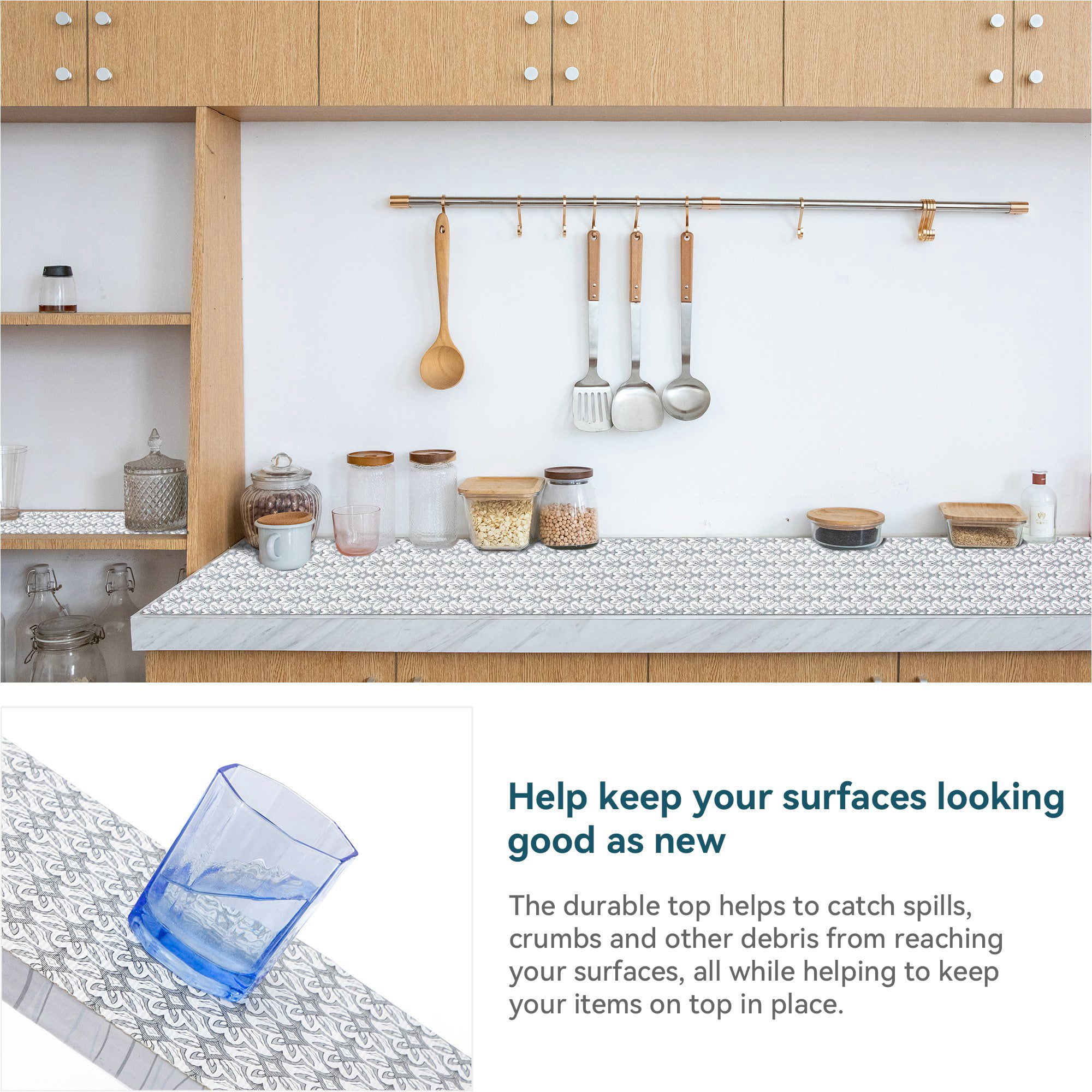 RAY STAR Shelf Liner Non Slip 18x96 Inch, Non Adhesive Drawer Liner, Waterproof Shelf Liners for Kitchen Cabinets