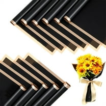 10 Sheet Black Flower Wrapping Papers Flower Bouquets with Gold Edge Korean Style Wrapping Paper for DIY Craft Package Decoration Floral Supplies, 22 x 22 Inch