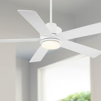 Casa Vieja 52" Grand Palm Modern Indoor Outdoor Ceiling Fan 5 Blade LED Light Remote Control Matte White Finish Bedroom Damp Rated