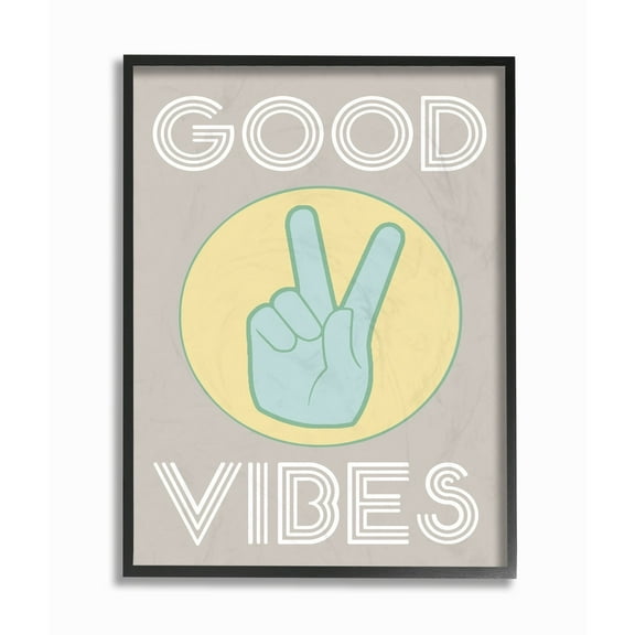 Stupell IndustriesGood Vibes Peace HandFramed Wall Art by Daphne Polselli