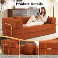 thumbnail image 4 of Hcore 79"Folding Floor Couch,Compressed Convertable Sleeper Sofa,Memory Foam Couch with Pillow Back Support Armrest, 4-in-1 Futon Sofa Bed for Living Room,Orange, 4 of 7