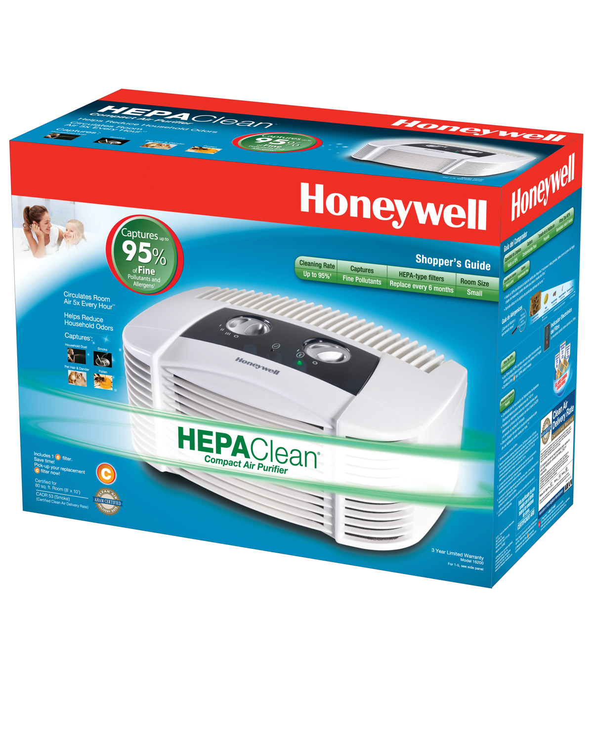 Honeywell HEPAClean Compact Air Purifier 16200, White - image 2 of 2