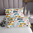 thumbnail image 3 of Erosebridal Cartoon Car Coverlet Set Queen, Morning Transportation Bedding Set, Construction Site Sign Decor 3 Pieces, 3 of 5