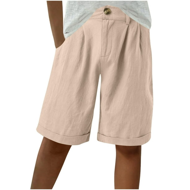 Mujeres Pantalones de Verano Ligero Casual Suelto Pantalones Cortos con Bolsillos, Cordón Cintura Elástica para el Uso Diario, Fiesta Y Vacaciones