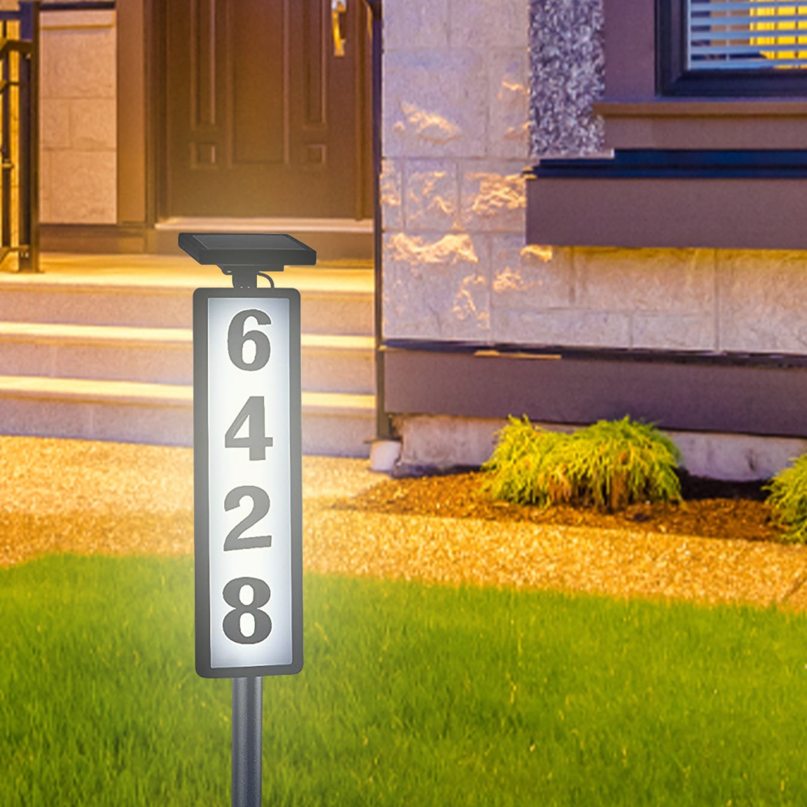 Darzheoy Solar Lighted House Address Numbers Sign, Solar Powered House Numbers Light, LED Illuminated Outdoor Address Plaque for Home Yard Garden House