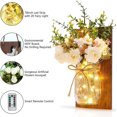 thumbnail image 2 of 2 piezas Apppques Lantern Mason Jar Lights Decoración de pared, con flores artificiales Luces LED para jardín al aire libre Dormitorio interior Hogar Sala de estar Chris, 2 of 4