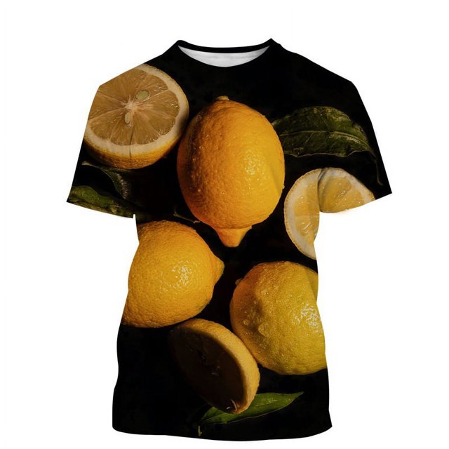 Mode Été Personnalité Amusant T-Shirts Graphiques Citron pour Hommes Décontracté harajuku Tendance Imprimé Col Rond Manches Courtes Mode Urbaine Tops