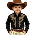 thumbnail image 4 of Curuila Child Kids Boys Shirt Button Down Cowboy Print Lapel Long Sleeve Fashionable Soft Tops Black Size 4-5 Years, 4 of 4