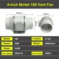 thumbnail image 3 of 4 Inch Exhaust Fans Home Inline Pipe Duct Fan Extractor Ventilation Kitchen Toilet Air Clean Ventilator Diagonal Flow Fan ,High-Efficiency, 3 of 5