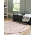 thumbnail image 2 of 5' Pink and Ivory Bohemian Floral Motif Round Area Throw Rug, 2 of 3