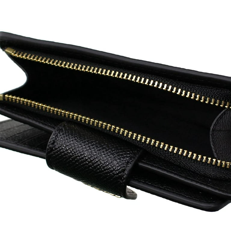 Coach Crossgrain Leather Small Zip Around Card Case - Black