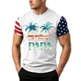 thumbnail image 2 of GrmtClth Gift for Father Summer Dad Papa Print American Flag Tops Vintage Fourth Of July Patriotic Shirt Quick Dry Comfortable Short Sleeved Independence Day T-Shirt White S, 2 of 4