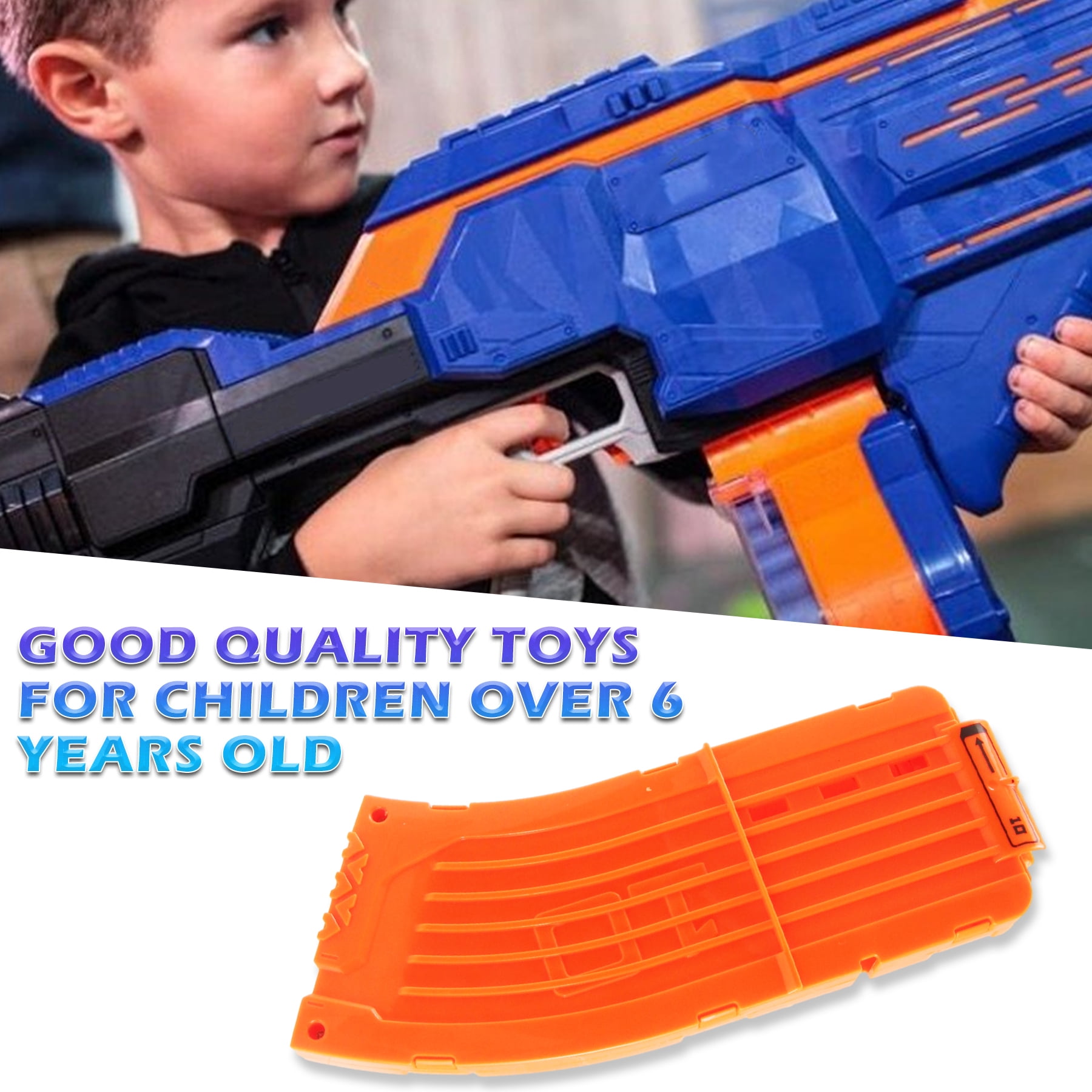 BOROLA 10 Darts Curved Magazine Quick Reload Clip Compatible for Nerf Elite (Orange, 2Pcs)