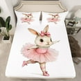 thumbnail image 2 of Homewish Kawaii Ballet Rabbit Full Size Sheets for Kid, Cute Bowknot Bunnies Bed Sheets, Cartoon Princess Style Sheet Sets, Ultra Soft Bedroom Decor, 4 Pieces, 2 of 7