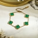 thumbnail image 2 of Pulsera de Eslabones con Flores Verdes JeenMata Bañada en Oro Amarillo, 2 of 6