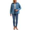 thumbnail image 2 of INSPIRE CHIC Women's Coat Jean Flat Collar Long Sleeve Fall Button Up Oversized Denim Jacket M Blue, 2 of 6