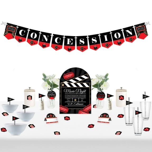 Big Dot of Happiness Red Carpet - DIY Movie Night Party Concession Signs - Snack Bar Decorations Kit - 50 Pieces